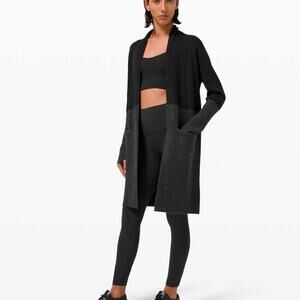 Lululemon Restful Intentions Sweater Wrap Black Heathered Grey XL Cashlu $168